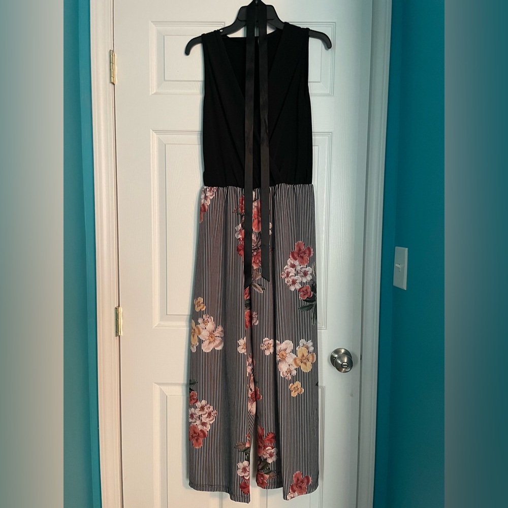 Black and Floral Jumpsuit